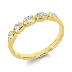 Ring aus 750 Gold Gelbgold 5 Diamanten Oval-Schliff 0,4ct TW-SI B:3,3mm
