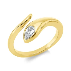 Ring aus 750 Gold Gelbgold Diamant Tropfen-Schliff 0,31ct TW-SI B:9,5mm