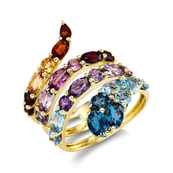 Ring aus 750 Gold Gelbgold 26 Farbsteine 5ct mehrfarbig B:25mm