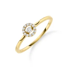 Ring aus 750 Gold Gelbgold mit 13 Diamant-Brillanten 0,12 ct TW-SI