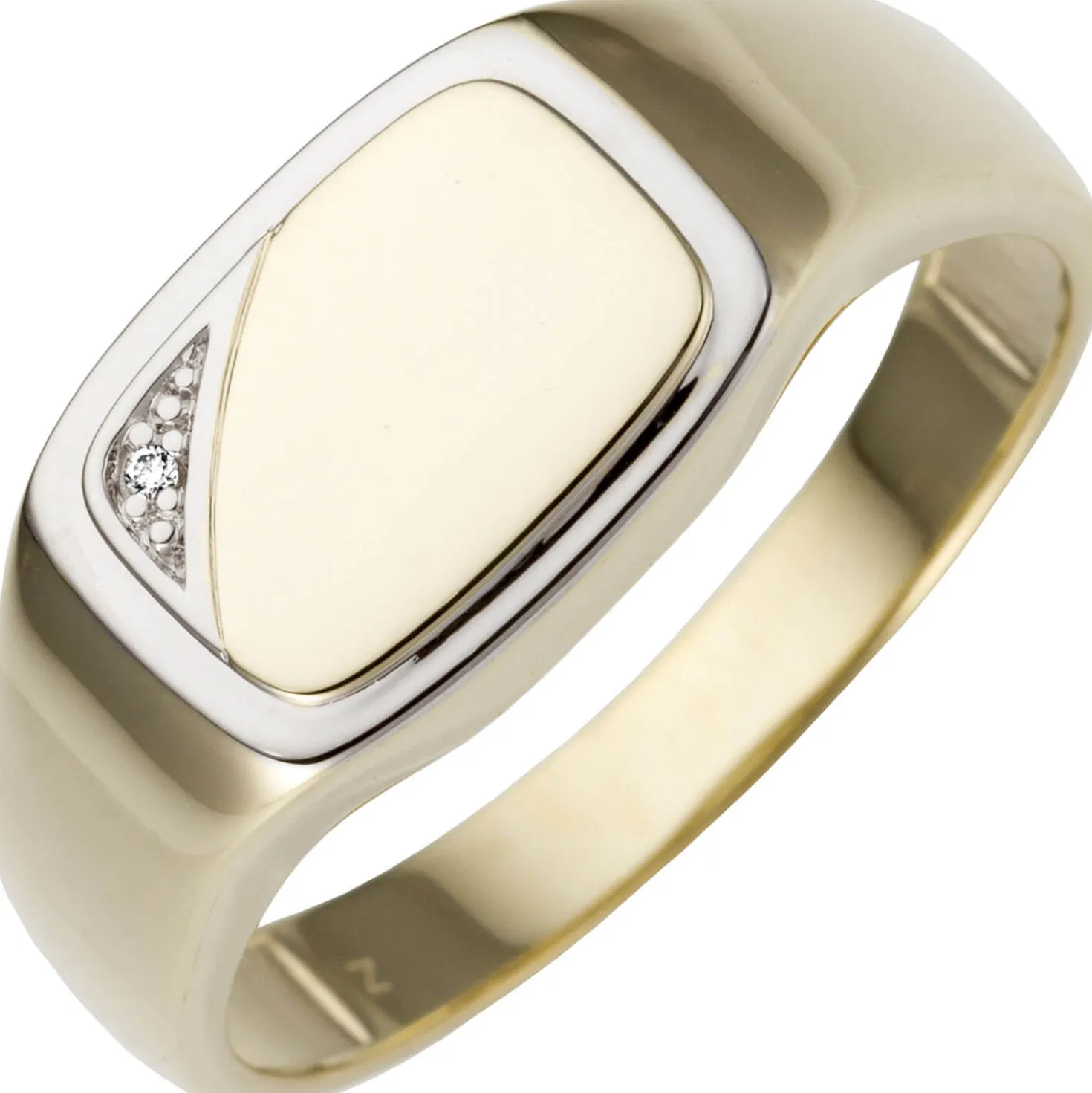 Ring aus 585 Gold Gelbgold mit Diamant 0.005Ct Brillant flach glänzend