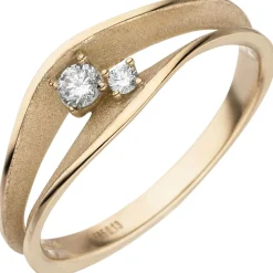 Ring aus 585 Gold Gelbgold mit 2 Diamanten Brillanten 0,13 Ct