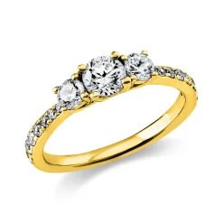 Ring aus 750 Gold Gelbgold mit 17 Diamanten Brillanten 0,94 Ct. 4er-Krappe