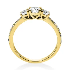 Ring aus 585 Gold Gelbgold mit 17 Diamanten Brillanten 0,94 Ct. 4er-Krappe