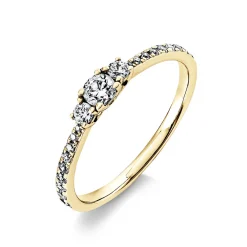 Ring aus 585 Gold Gelbgold mit 21 Diamanten Brillanten 0,37 Ct. 4er-Krappe