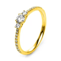 Ring aus 750 Gold Gelbgold mit 21 Diamanten Brillanten 0,37 Ct. 4er-Krappe