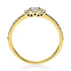 Ring aus 750 Gold Gelbgold mit 21 Diamanten Brillanten 0,37 Ct. 4er-Krappe