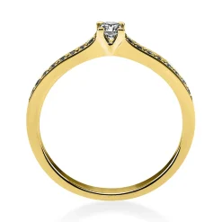 Ring aus 750 Gold Gelbgold mit 17 Diamanten Brillanten 0,22 Ct. 4er-Krappe