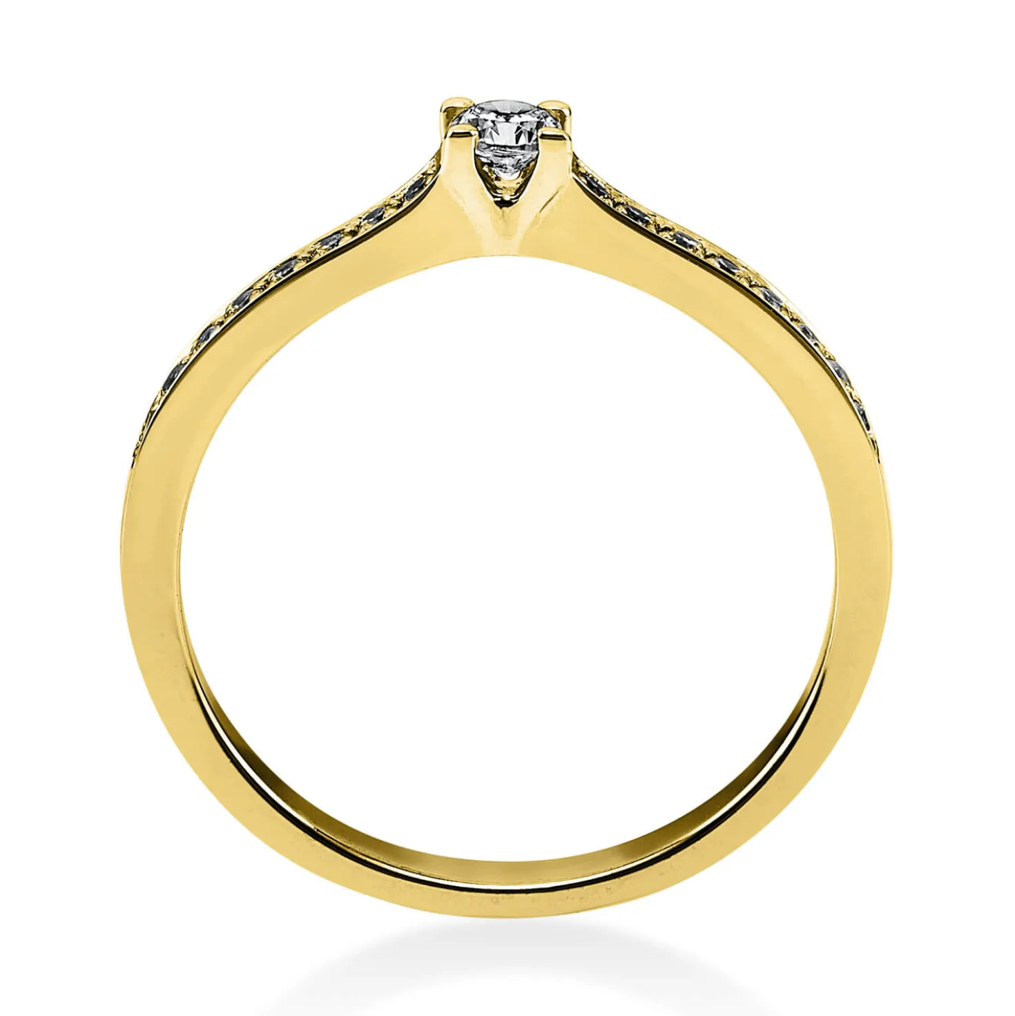 Ring aus 585 Gold Gelbgold mit 17 Diamanten Brillanten 0,22 Ct. 4er-Krappe