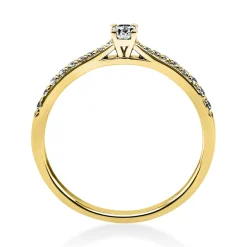 Ring aus 750 Gold Gelbgold mit 19 Diamanten Brillanten 0,22 Ct. 4er-Krappe
