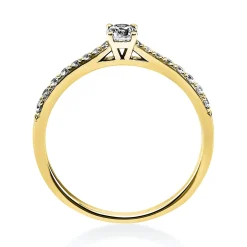 Ring aus 585 Gold Gelbgold mit 17 Diamanten Brillanten 0,30 Ct. 4er-Krappe