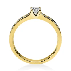 Ring aus 750 Gold Gelbgold mit 17 Diamanten Brillanten 0,35 Ct. 4er-Krappe