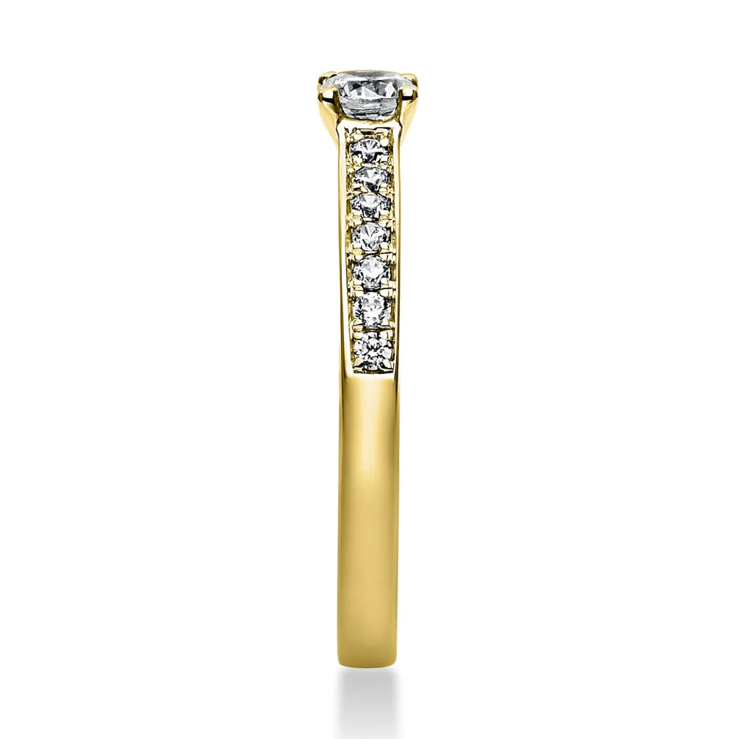 Ring aus 585 Gold Gelbgold mit 17 Diamanten Brillanten 0,35 Ct. 4er-Krappe