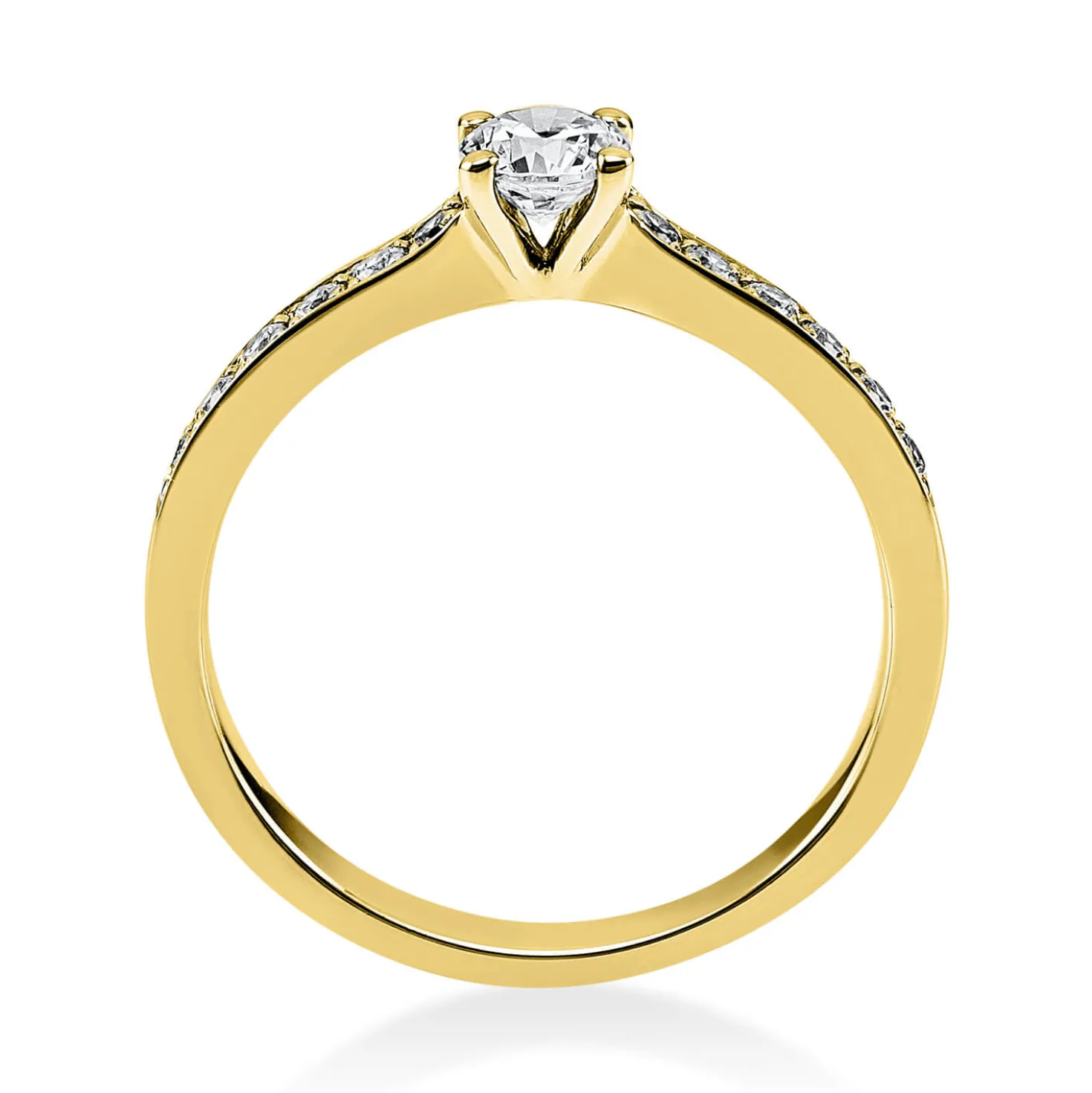 Ring aus 585 Gold Gelbgold mit 17 Diamanten Brillanten 0,43 Ct. 4er-Krappe