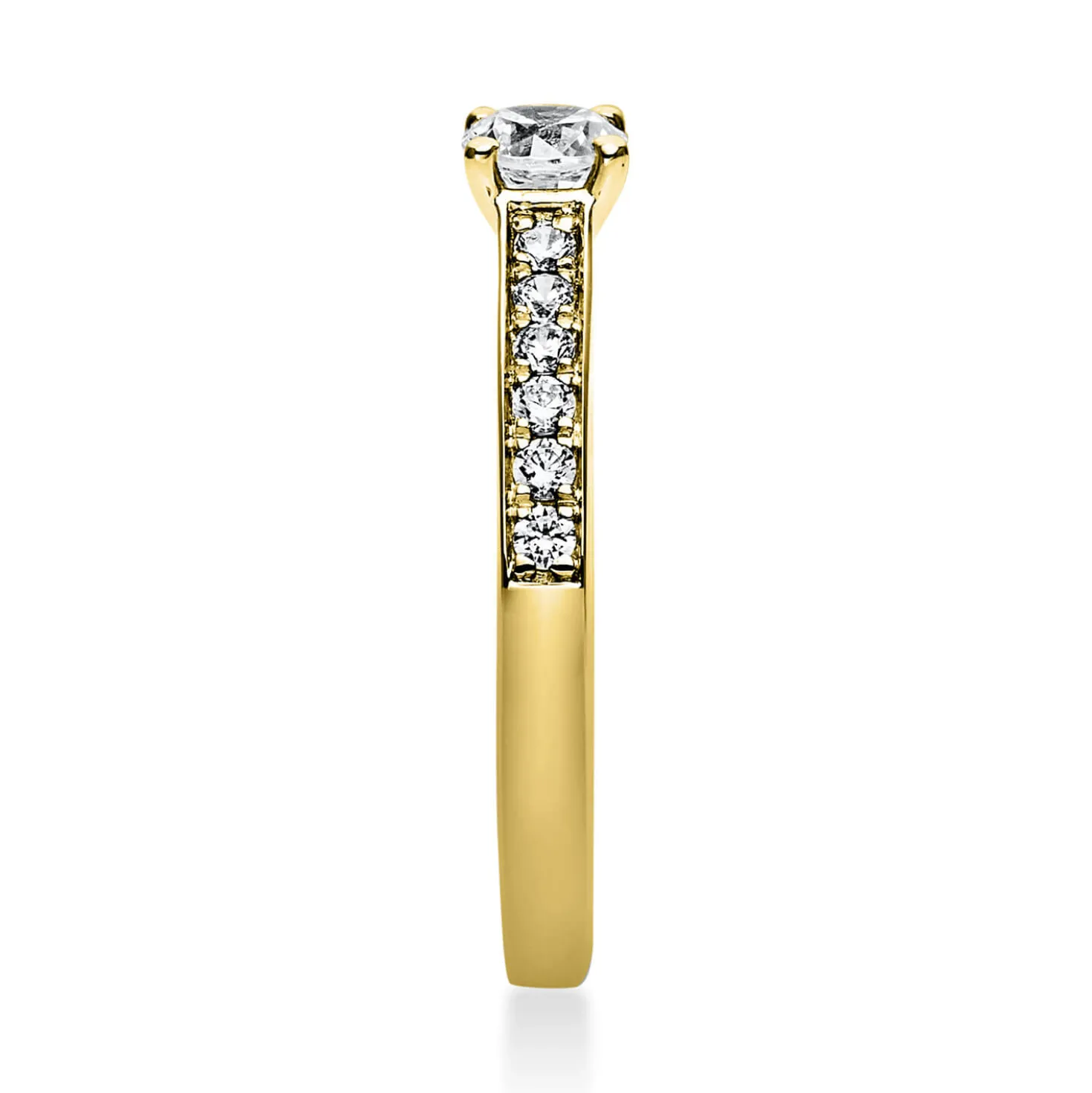 Ring aus 585 Gold Gelbgold mit 17 Diamanten Brillanten 0,43 Ct. 4er-Krappe