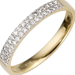 Ring aus 585 Gold Gelbgold mit 33 Diamanten Brillanten 0,2ct Goldring Damen