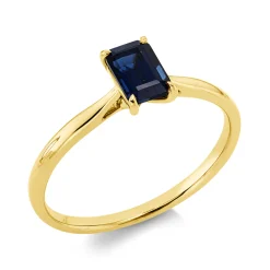 Ring aus 750 Gold Gelbgold Saphir 0,76ct blau B:6,5mm 4er-Krappe