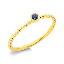 Ring aus 750 Gold Gelbgold Saphir 0,08ct blau B:3,2mm Zarge