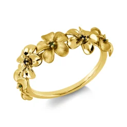 Ring aus 750 Gold Gelbgold 5 Saphire 0,06ct blau B:7,2mm mattiert
