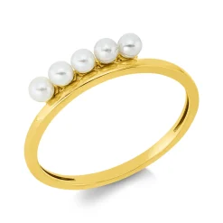Ring aus 750 Gold Gelbgold 5 Süßwasser-Perlen 2,5mm weiß B:3,1mm