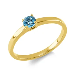Ring aus 585 Gold Gelbgold Topas 0,34ct blau B:4mm 4er-Krappe