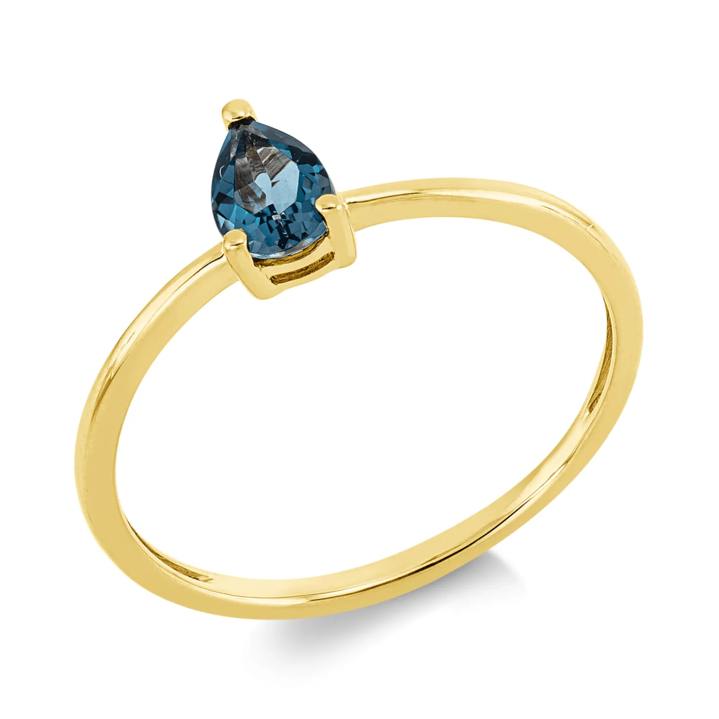 Ring aus 750 Gold Gelbgold Topas 0,46ct London Blue B:6,5mm 3er-Krappe