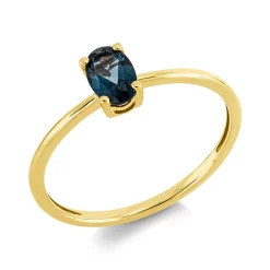 Ring aus 750 Gold Gelbgold Topas 0,53ct London Blue B:6mm 4er-Krappe