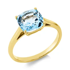 Ring aus 750 Gold Gelbgold Topas 3,2ct skyblue B:8mm 4er-Krappe
