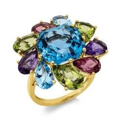 Ring aus 750 Gold Gelbgold 10 Turmaline 19,5ct pink B:25mm