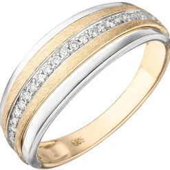 Ring aus 585 Gold gelb/weiß bicolor mit 17 Diamanten Brillanten 0,11 Ct