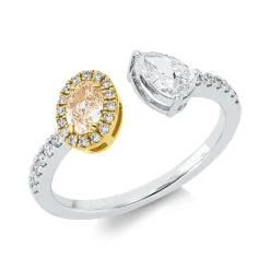 Ring aus 750 Gold gelb/weiß 30 Diamanten 0,86ct gelb B:6,9mm