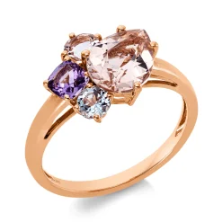 Ring aus 750 Gold Rotgold 4 Aquamarine 2,4ct blau B:11,7mm