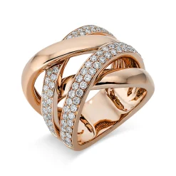 Ring aus 750 Gold Rotgold 93 Brillanten 1,1ct TW-SI B:18,2mm