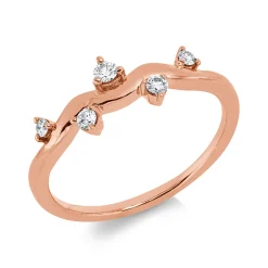 Ring aus 750 Gold Rotgold 5 Brillanten 0,13ct TW-SI B:6mm