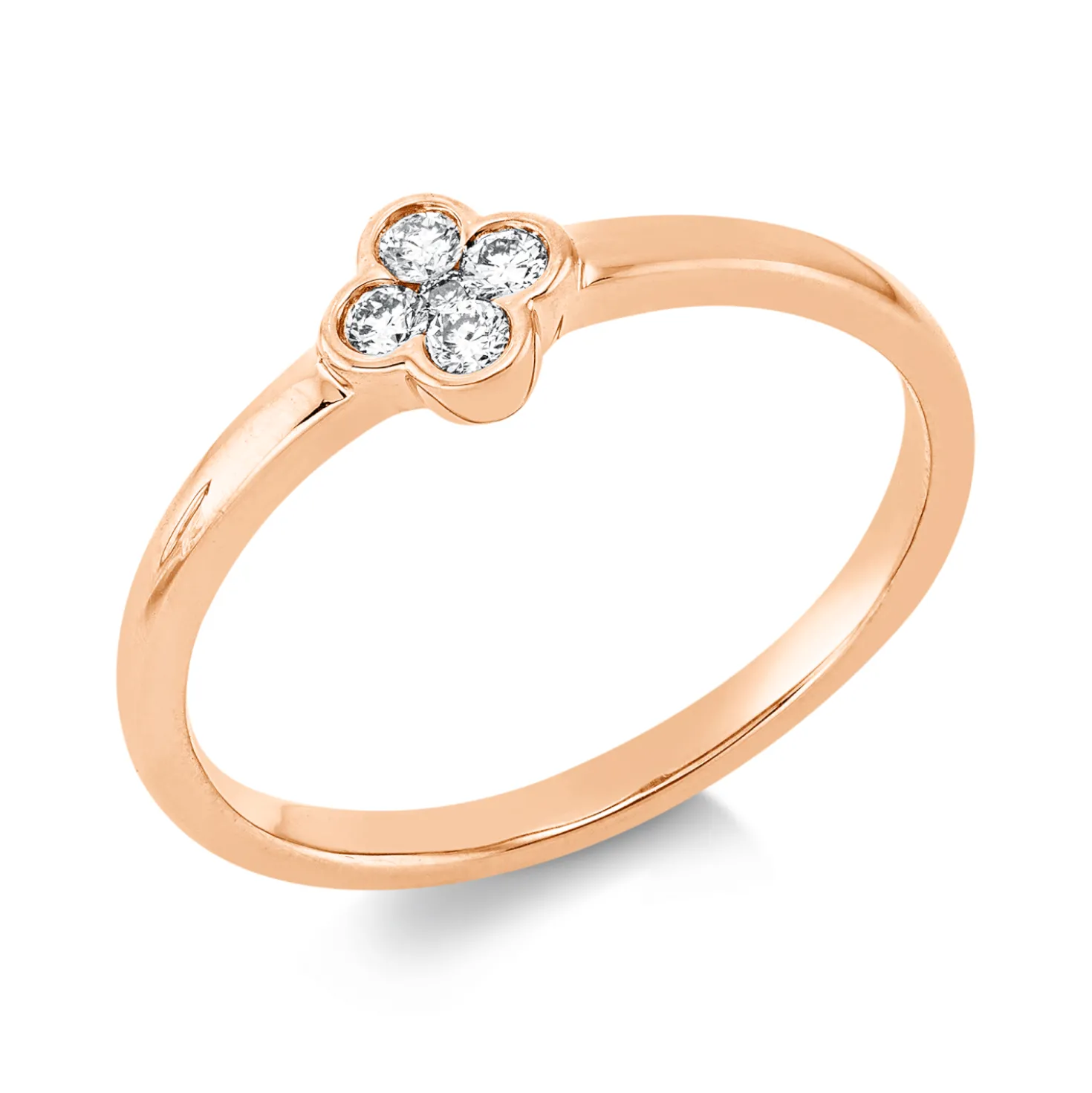 Ring aus 750 Gold Rotgold 5 Brillanten 0,1ct TW-SI B:5,3mm