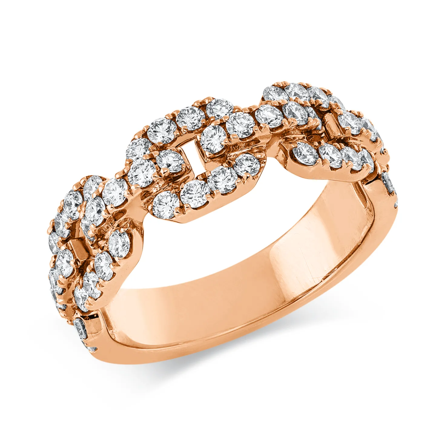 Ring aus 750 Gold Rotgold 50 Brillanten 0,93ct TW-VSI B:6,5mm