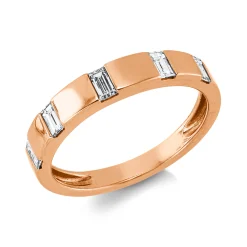 Ring aus 750 Gold Rotgold 5 Diamanten Baguette-Schliff 0,34ct TW-SI B:3,5mm