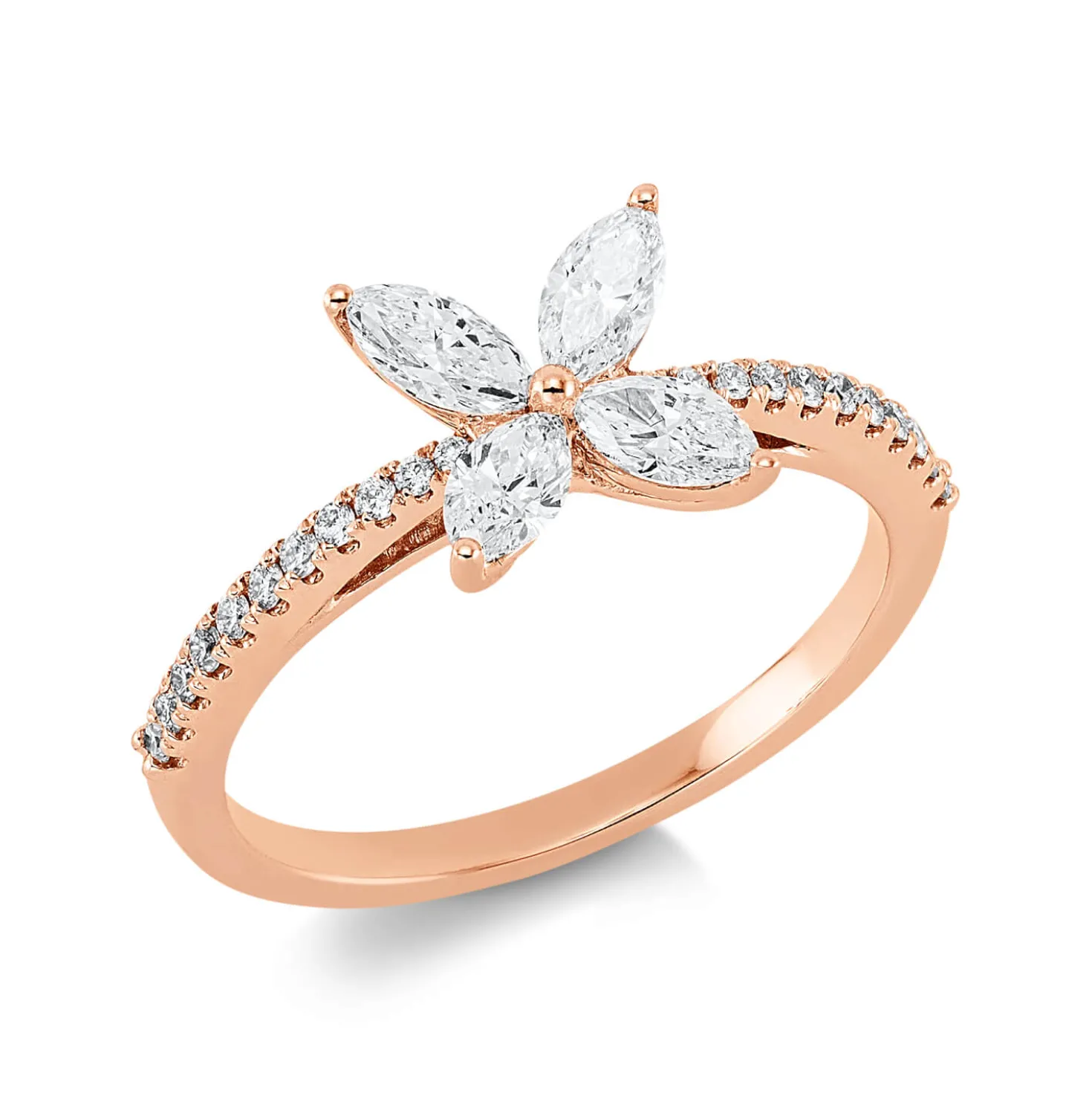 Ring aus 750 Gold Rotgold 26 Diamanten 0,58ct B:7,9mm