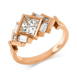 Ring aus 750 Gold Rotgold 7 Diamanten 1,42ct F-SI B:9,2mm