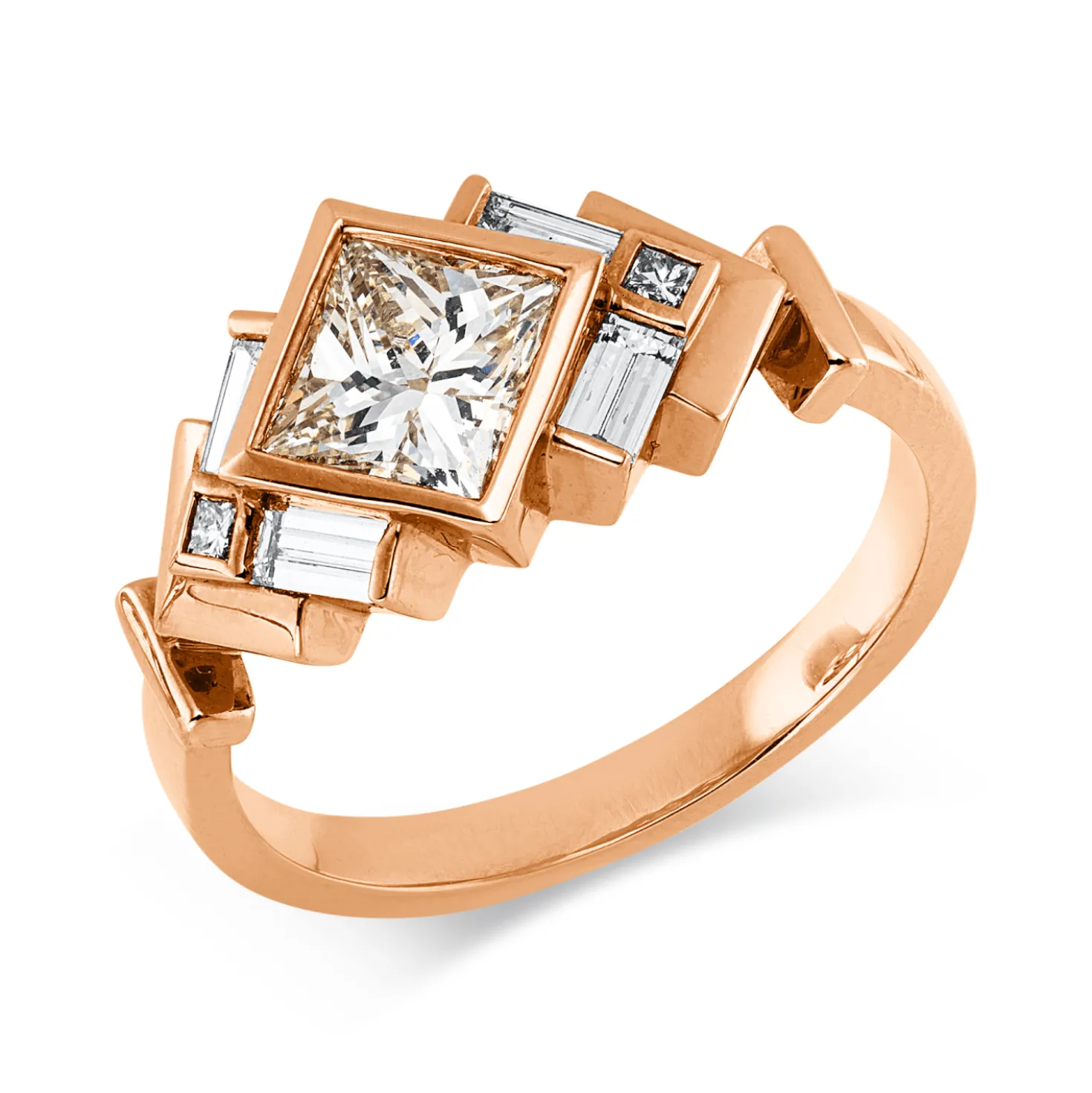 Ring aus 750 Gold Rotgold 7 Diamanten 1,42ct F-SI B:9,2mm