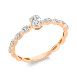 Ring aus 750 Gold Rotgold 9 Diamanten 0,48ct TW-SI B:4,3mm