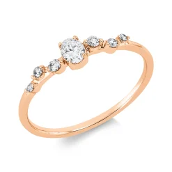 Ring aus 750 Gold Rotgold 7 Diamanten 0,21ct TW-SI B:3,8mm