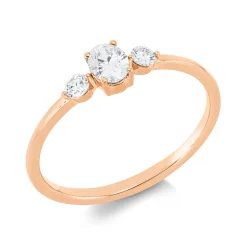 Ring aus 750 Gold Rotgold 3 Diamanten 0,34ct TW-SI B:4,5mm
