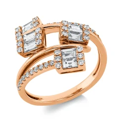 Ring aus 750 Gold Rotgold 52 Diamanten 1,17ct TW-SI B:17,3mm