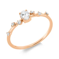 Ring aus 750 Gold Rotgold 7 Diamanten 0,33ct TW-SI B:4,5mm