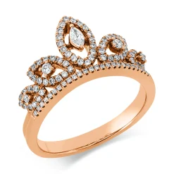 Ring aus 750 Gold Rotgold 96 Diamanten 0,41ct TW-SI B:9,9mm
