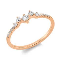 Ring aus 750 Gold Rotgold 15 Diamanten 0,21ct TW-SI B:4mm