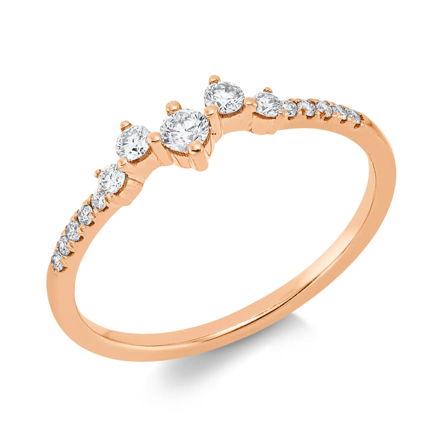 Ring aus 750 Gold Rotgold 15 Diamanten 0,21ct TW-SI B:4mm