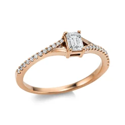 Ring aus 750 Gold Rotgold 25 Diamanten 0,44ct TW-SI B:4,9mm 4er-Krappe