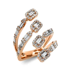 Ring aus 750 Gold Rotgold 120 Diamanten 1,37ct TW-SI H:28,3mm